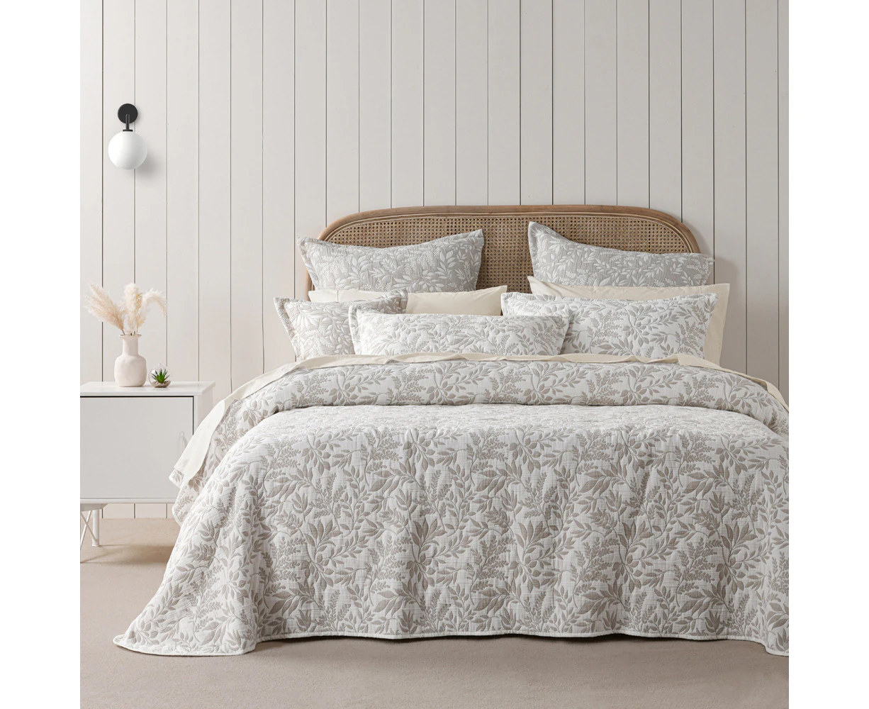 Bianca Double Stone Polyester/Cotton Soft Taupe Jacquard Style Bedspread Set