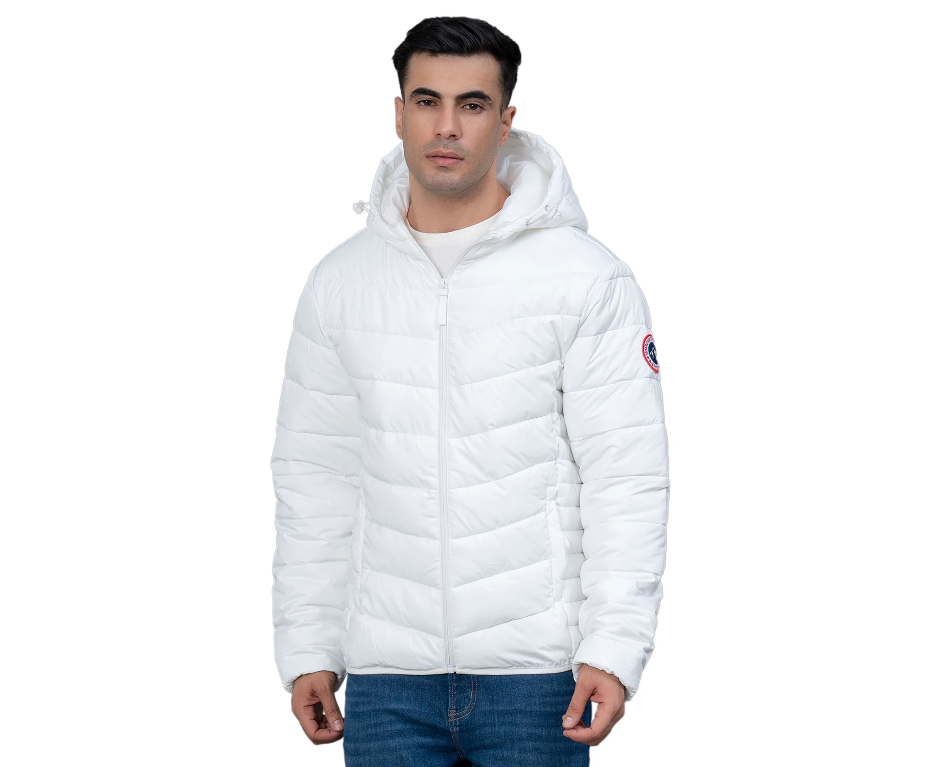 Red Tape Casual Padded Jacket with Hood for Men - White