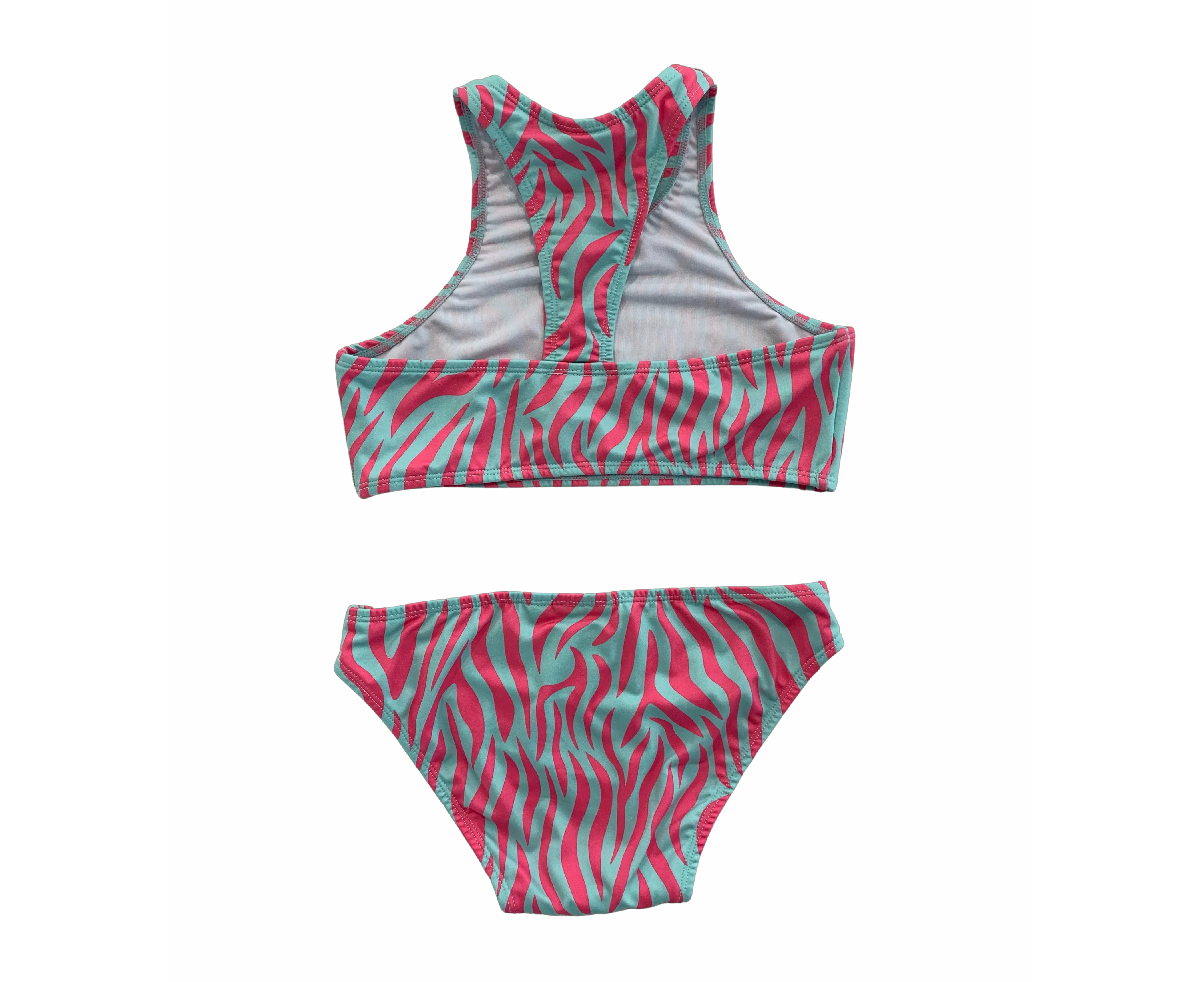 Crop Bikini - Pink & Blue Zebra