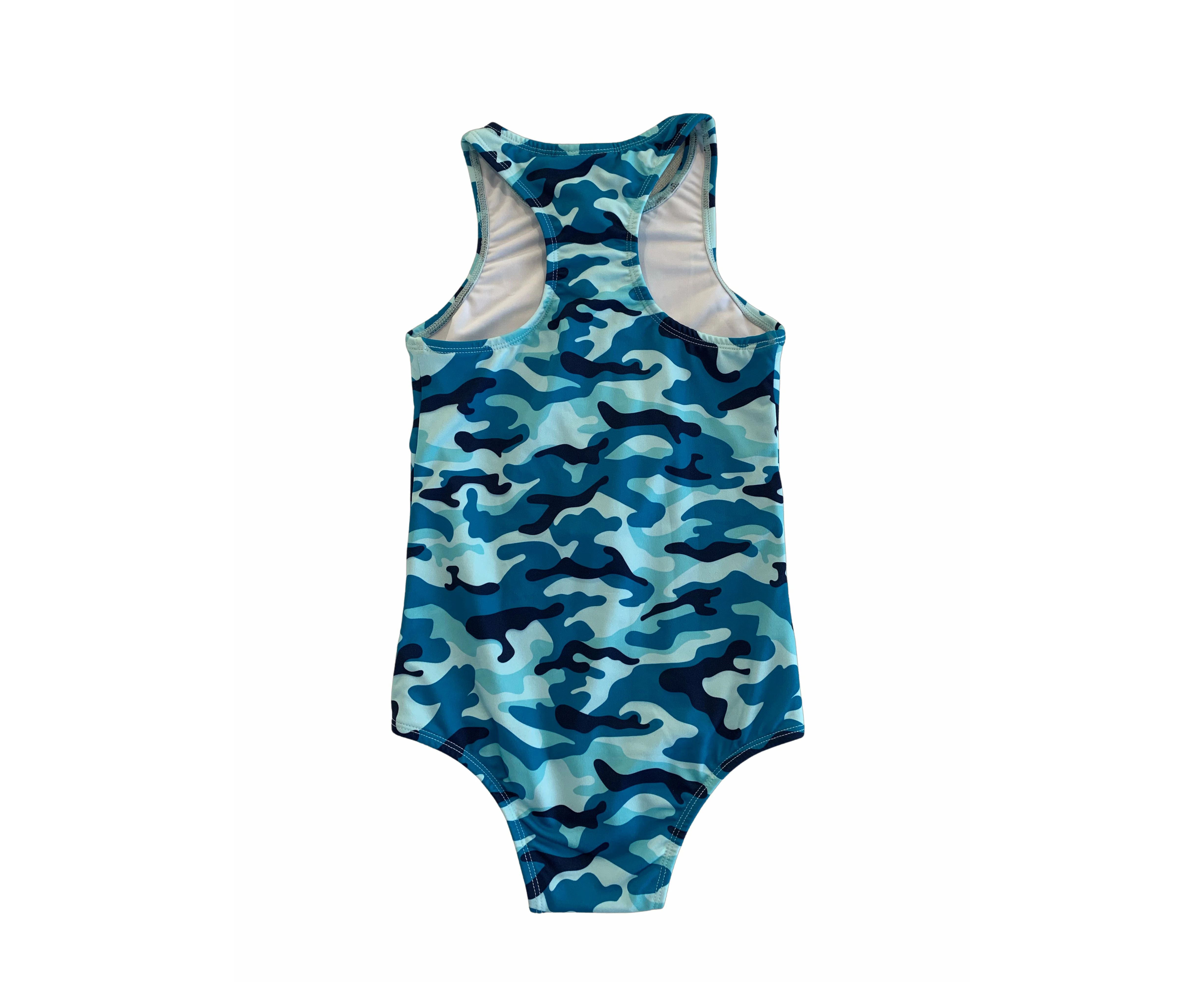 Girls Zip Full Piece - Blue Camo