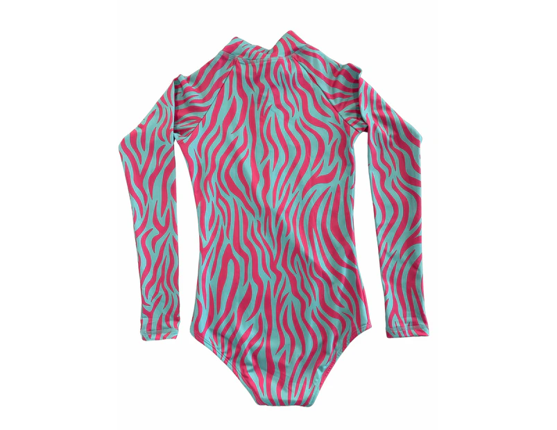 Girls Surf Suit - Pink & Blue Zebra