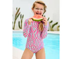 Girls Surf Suit - Pink & Blue Zebra