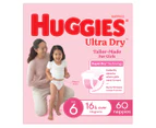 Huggies Ultra Dry Nappies for Girls Size 6 16kg+ 60pk