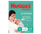 Huggies Newborn Nappies Size 1 Up to 5kg 108pk