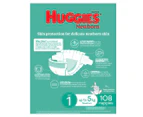 Huggies Newborn Nappies Size 1 Up to 5kg 108pk