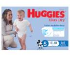 Huggies Ultra Dry Nappies for Boys Size 5 13-18kg 64pk