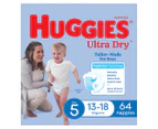 Huggies Ultra Dry Nappies for Boys Size 5 13-18kg 64pk