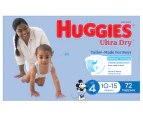 Huggies Ultra Dry Nappies for Boys Size 4 10-15kg 72pk