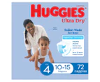 Huggies Ultra Dry Nappies for Boys Size 4 10-15kg 72pk