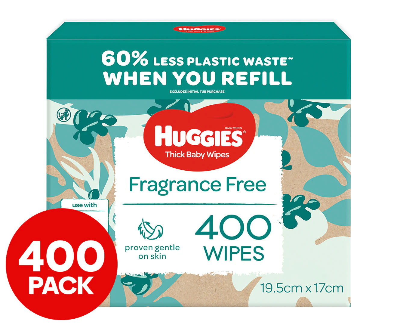 Huggies Fragrance Free Thick Baby Wipes 400pk