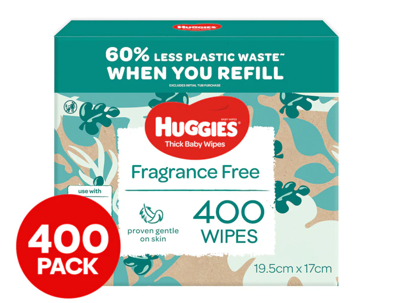 Huggies Fragrance Free Thick Baby Wipes 400pk