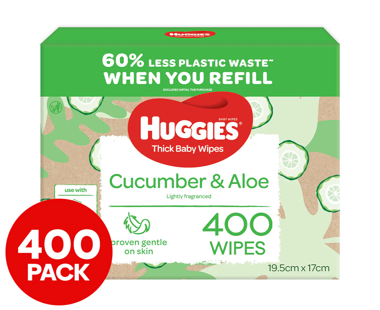 Huggies Thick Baby Wipes Cucumber & Aloe 400pk