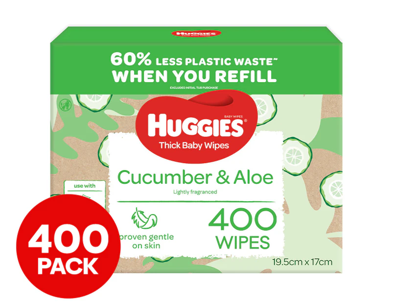 Huggies Thick Baby Wipes Cucumber & Aloe 400pk