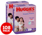 Huggies Ultra Dry Nappy Pants for Girls Size 5 12-17kg 108pk