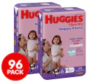 Huggies Ultra Dry Nappy Pants for Girls Size 6 15kg+ 96pk