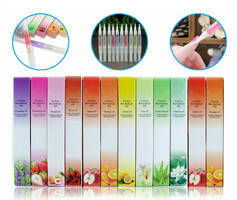 12x Nail Cuticle Oil Pen Set Gel Nail Oil Care Treatment Manicure Repair Pen Kit