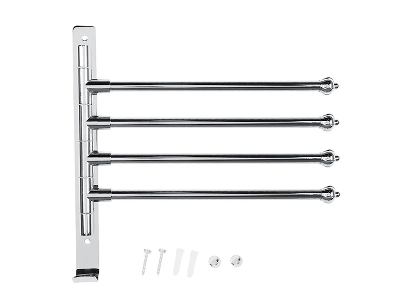 Rotary Bath Towel Bar Wall Mount Towel Holder Stainless Steel Towel Rack For Bathroom 4 Rods