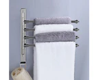 Rotary Bath Towel Bar Wall Mount Towel Holder Stainless Steel Towel Rack For Bathroom 4 Rods