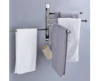 Rotary Bath Towel Bar Wall Mount Towel Holder Stainless Steel Towel Rack For Bathroom 4 Rods