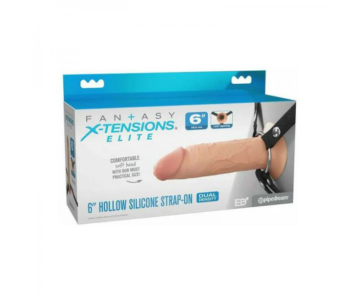 Fantasy X Tensions Elite Hollow Silicone Strap On 6 In. Light