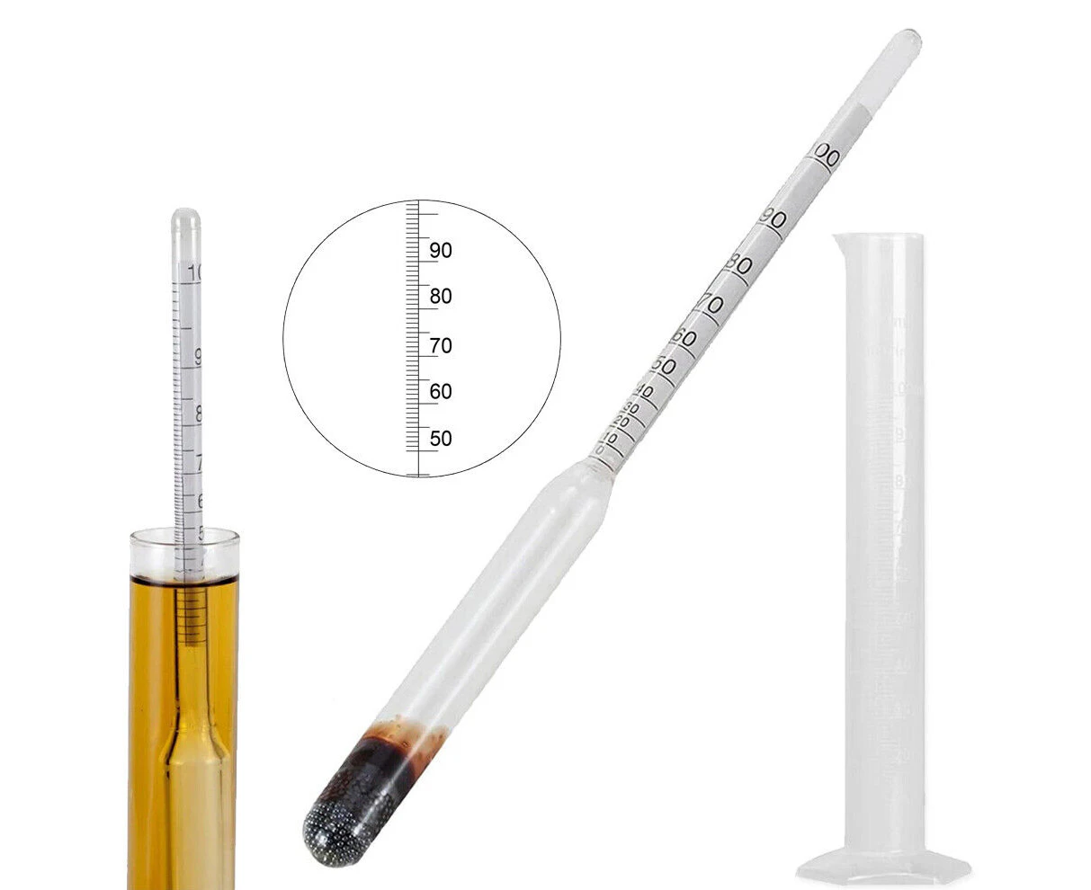 Alcohol Hydrometer Distilling 0-100% Meter with Measuring Cup 100ml