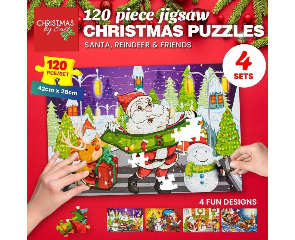 4x Toy Puzzle Christmas Multi-Colour  120pc Large 42cm x 28cm Assorted