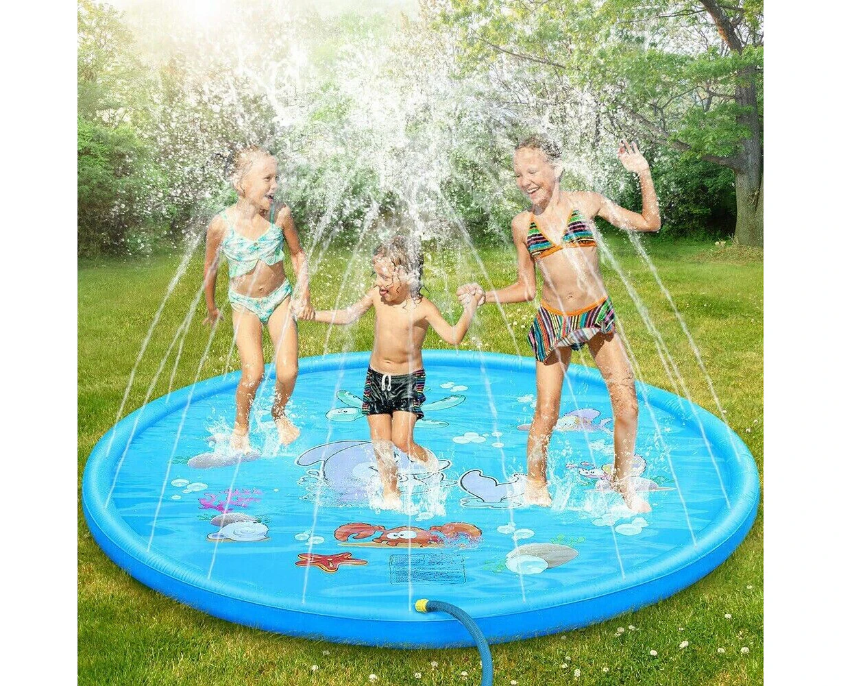 Kids Splash Sprinkler Water Play Pad Mat Inflatable Spray Pool Toy 170cm - Asstd