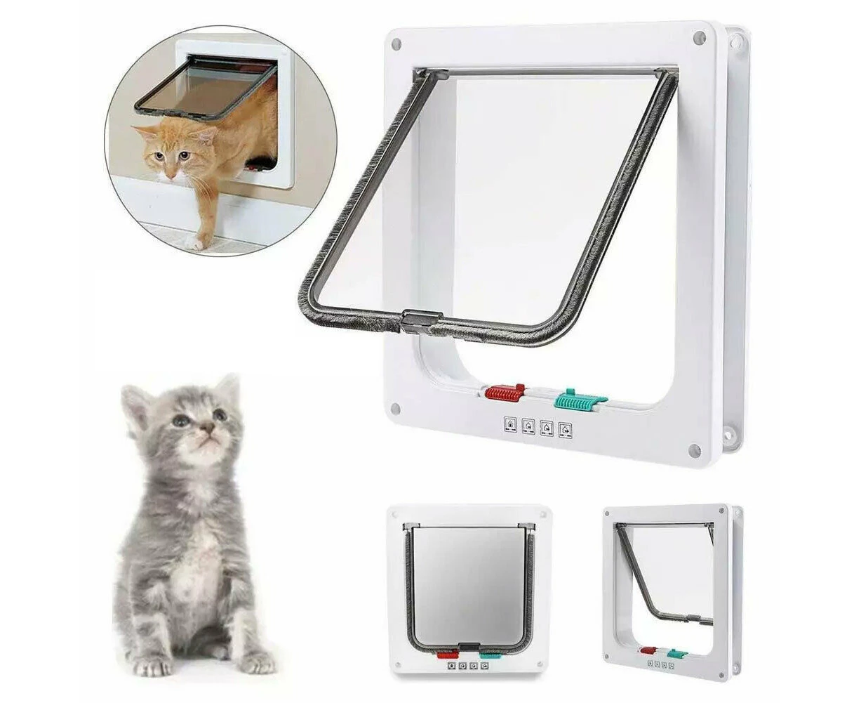 4 Way Safe Lockable Locking Pet Cat Dog Door Brushy Flap Screen L Large Size