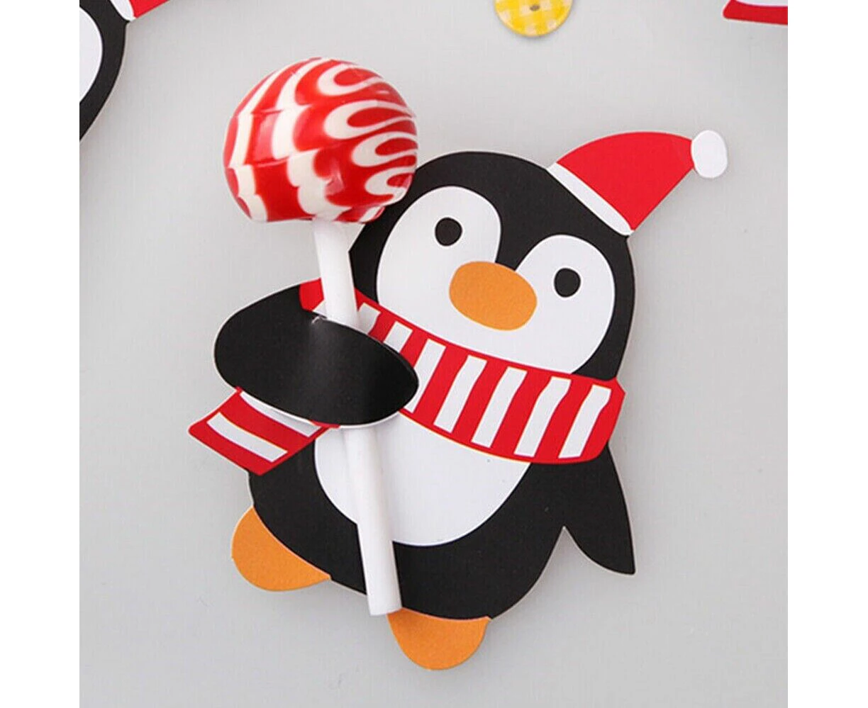 30x Christmas Party Lollipop Lolly Holder Sugar Paper Card Holder Pinguin