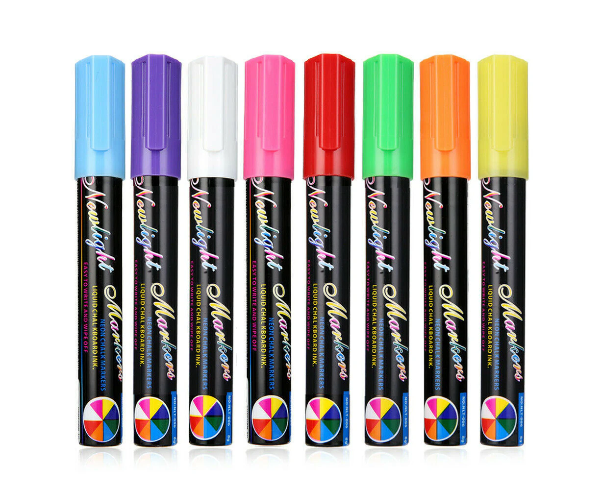 8x Liquid Chalk Marker Pens 2 Tips LED Writing Board Glass Art Pen Window 6mm