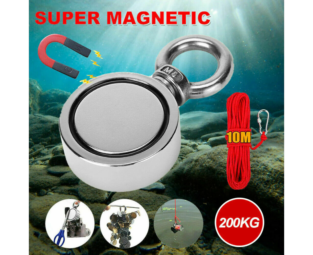 200KG Salvage Strong Recovery Magnet Metal Neodymium Treasure Fishing