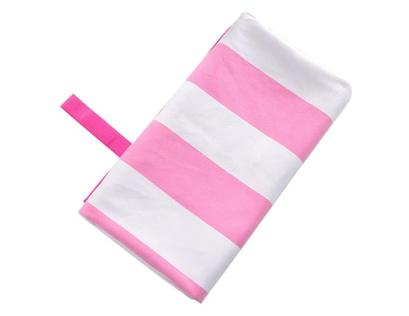 80x160cm Microfiber Quick-dry Striped Soft Absorbent Gym Pool Beach Bath Towel-Pink