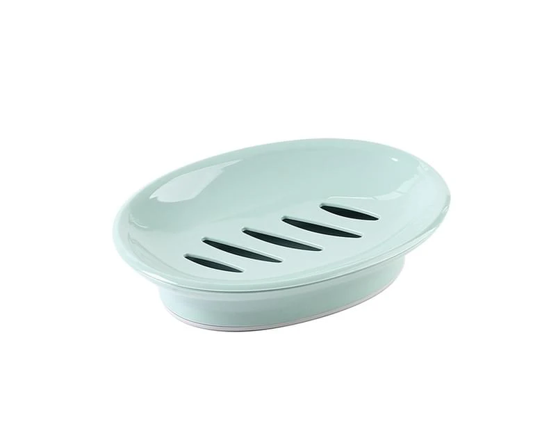 Double Layers Oval Soap Storage Holder Box Stand Kitchen Bathroom Accessories-Green