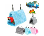 Pet bird parrot parakeet budgie warm hammock cage hut tent bed hanging Cave - Blue