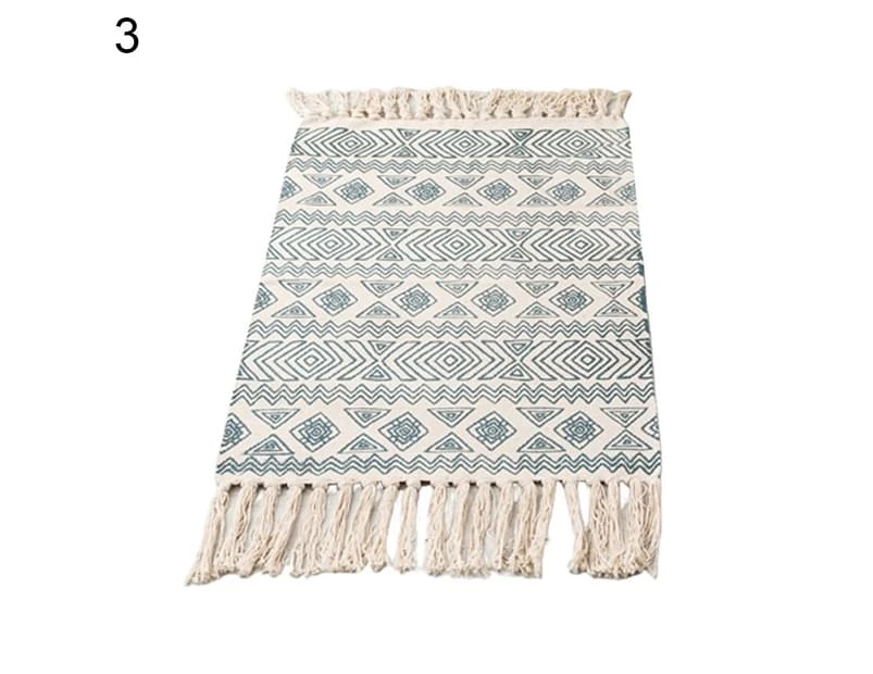 Cotton Linen Tassel Non-Slip Door Sofa Mat Floor Carpet Area Rug Tapestry Decor - 3#