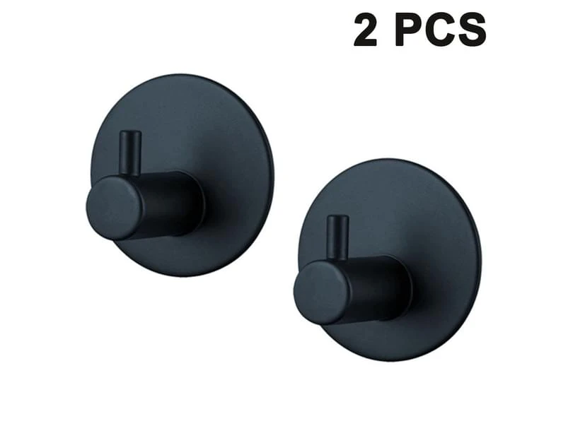 2pcs Self-adhesive Towel Hooks Wall Hooks Hangers Anti-Skid Heavy-duty Waterproof Stainless Steel Hook for Hanging Kitchen Robe Bathroom Towel Home