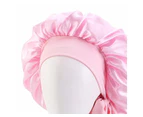 Sleep Cap Brimmed Hair Care Extra Large Satin Bonnet Nightcap with Premium Elastic Band for Home-Pink One Size