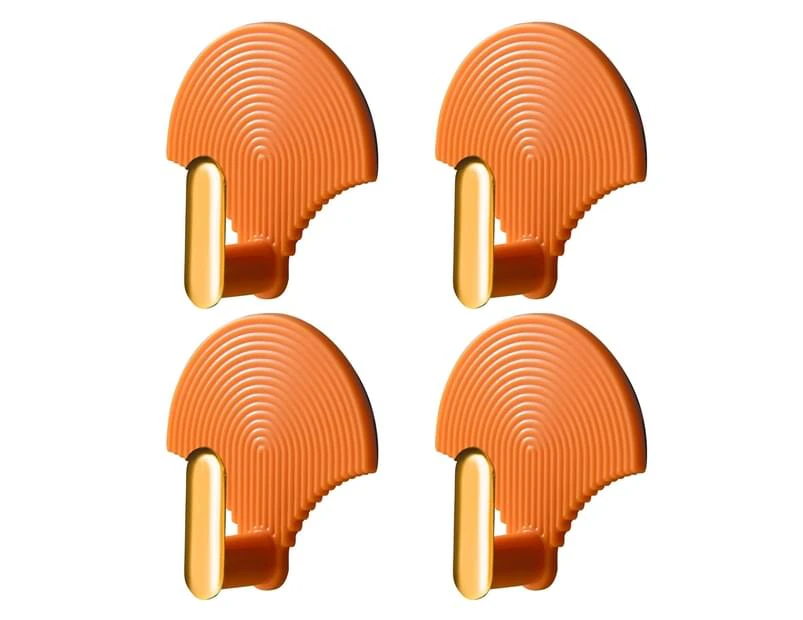 4Pcs Hanging Hooks Wall Mounted Punch Free Traceless Adhesive Fan Shape Creative Seamless Sticky Hooks for Home-Orange