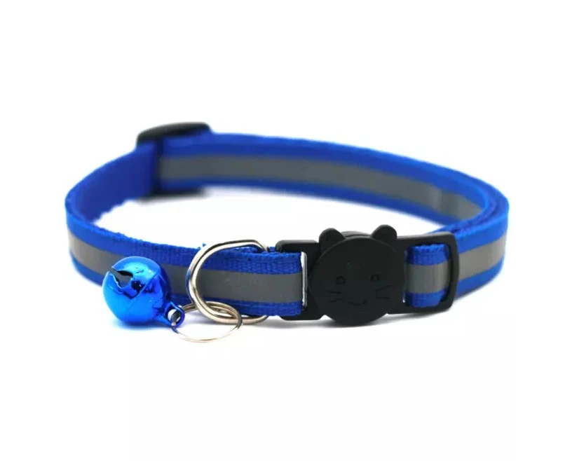 CAT Collar Reflective with Safety Release Breakaway Buckle Kitten Puppy Pet Bell [Colour: Navy]