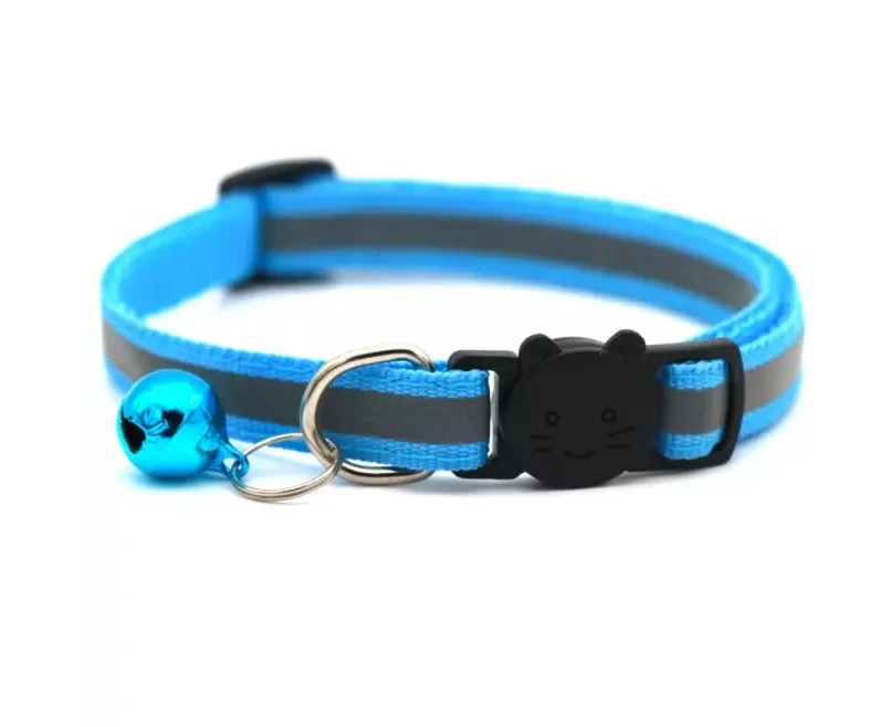 CAT Collar Reflective with Safety Release Breakaway Buckle Kitten Puppy Pet Bell [Colour: Blue]