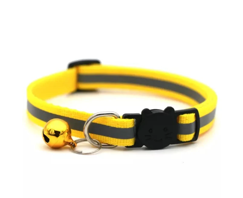 CAT Collar Reflective with Safety Release Breakaway Buckle Kitten Puppy Pet Bell [Colour: Yellow]