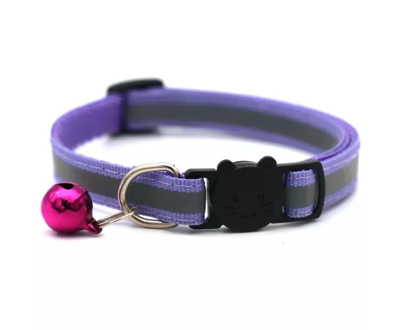 CAT Collar Reflective with Safety Release Breakaway Buckle Kitten Puppy Pet Bell [Colour: Purple]