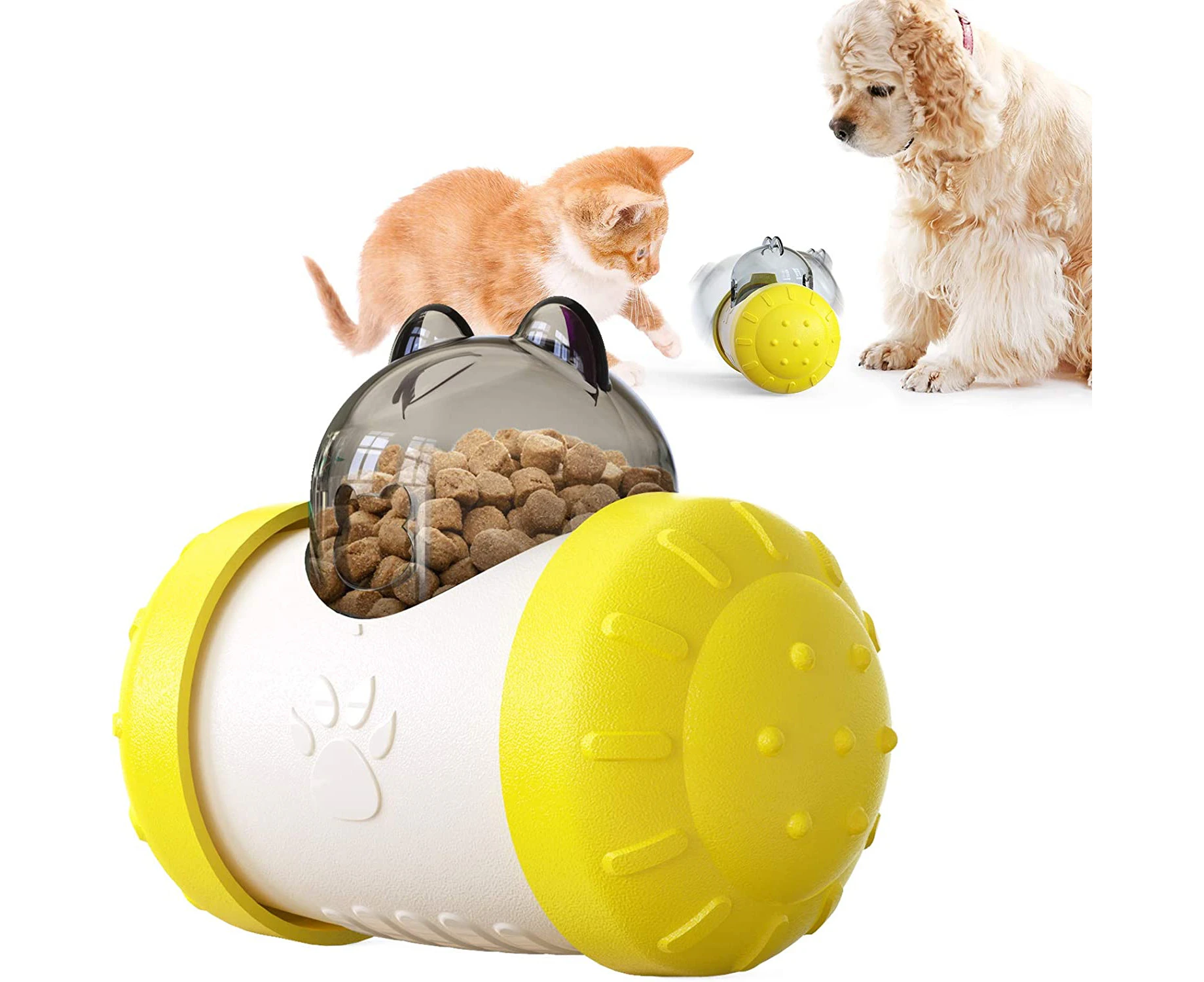 Pet Food Dispensing IQ Treat Toy, Pet Slow Feeder Treat Ball Dog Toy, Tumbler Treat Dispenser and Interactive Dog Cat Toy