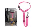 Dog Seat Belt Pet Car Seatbelt Adjustable Reflective Elastic Dog Harness--Pink