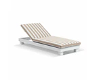 Santorini Aluminium Sun Lounge Set with Sunbrella Cushion - Outdoor Sun Lounges - Teak Look