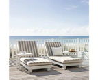 Santorini Aluminium Sun Lounge Set with Sunbrella Cushion - Outdoor Sun Lounges - Teak Look