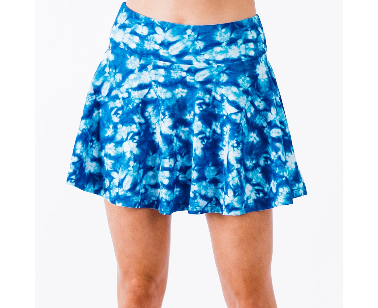 Calypsa Women's Flowy Swim Skirt With Shorts - Plus Size