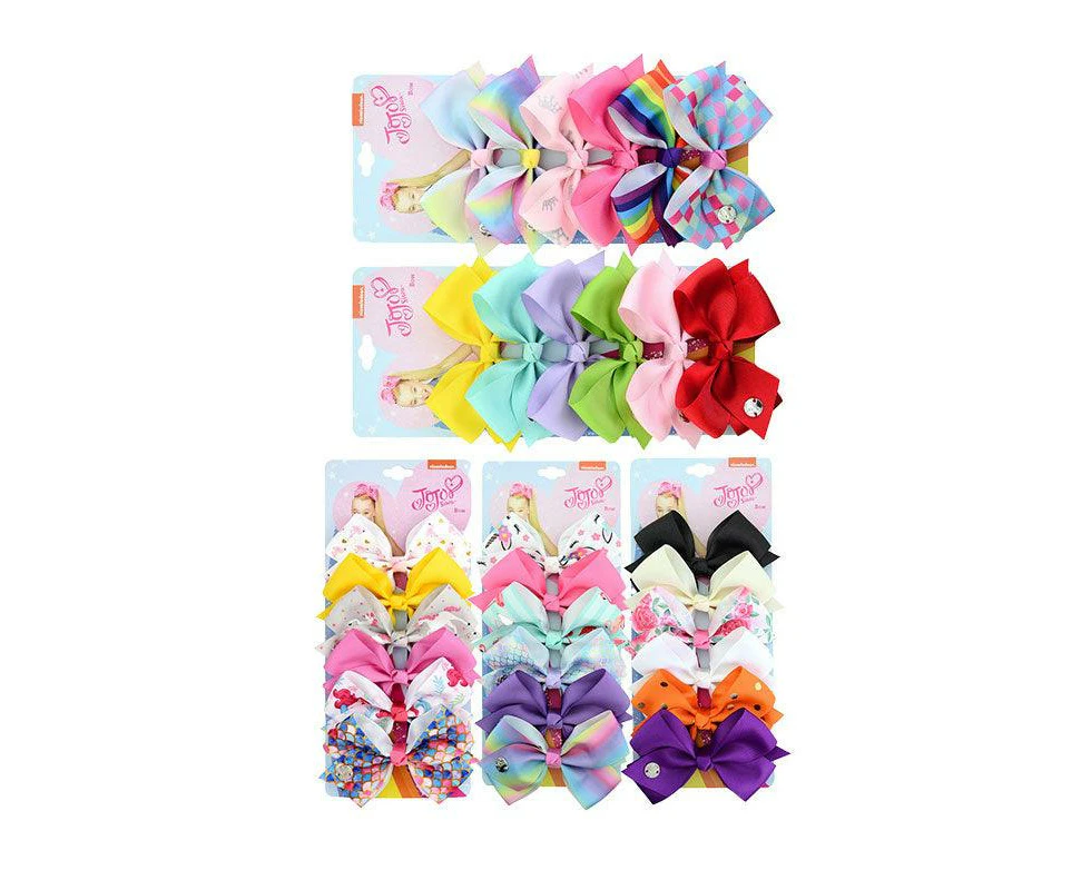 6Pcs Signature For Jojo Siwa Bows Girls Fashion Hair Accessories Party Gift