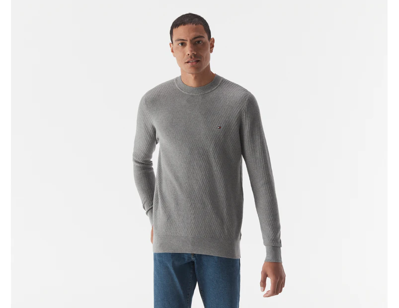 Tommy Hilfiger Men's Rectangular Structure Crewneck Jumper - Medium Grey Heather