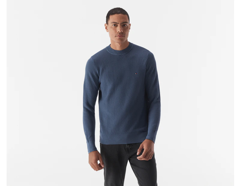 Tommy Hilfiger Men's Rectangular Structure Crewneck Jumper - Faded Indigo